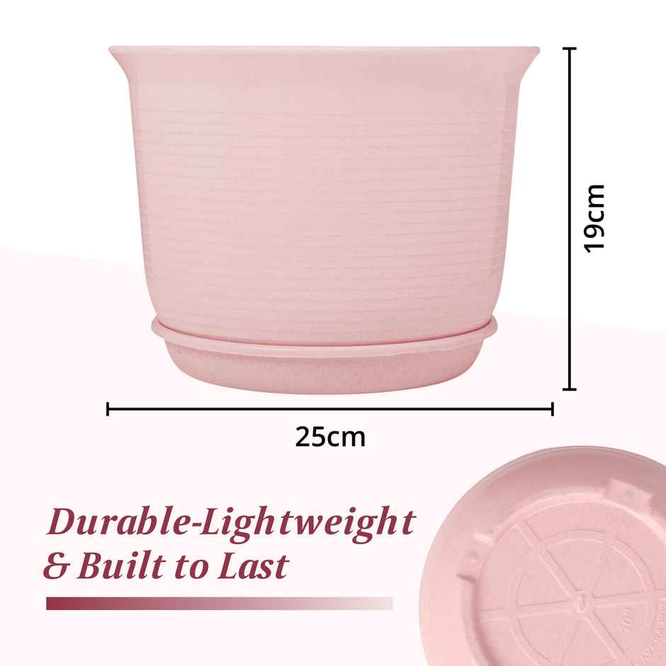 Kuber Industries 10 Inch Marble Sawera Design Flower Plant Pot | Pots for Garden Decor | Pink