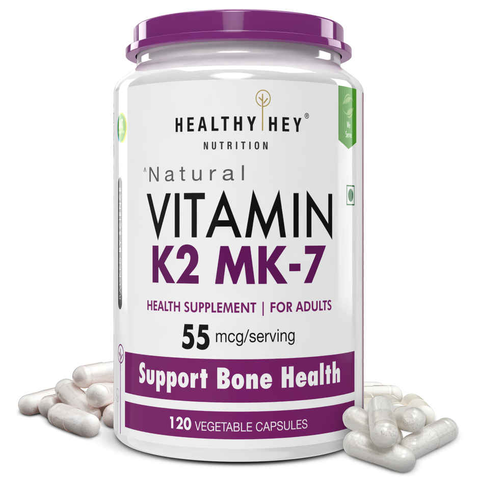 HealthyHey Nutrition Vitamin K2 MK7 | Vegetarian Source | Bone Health Support | 55 mcg
