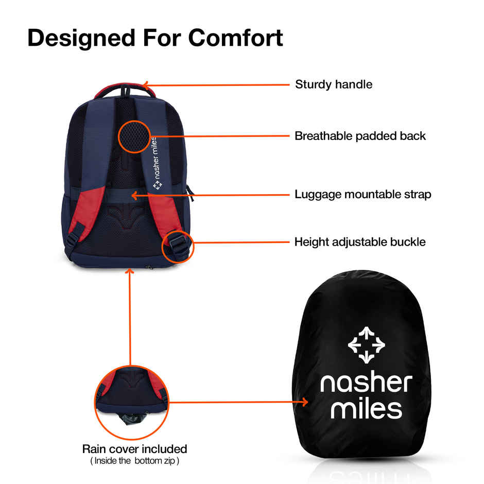 Nasher Miles Tetris Polyester Laptop Backpack with Rain cover | Red - 36 L