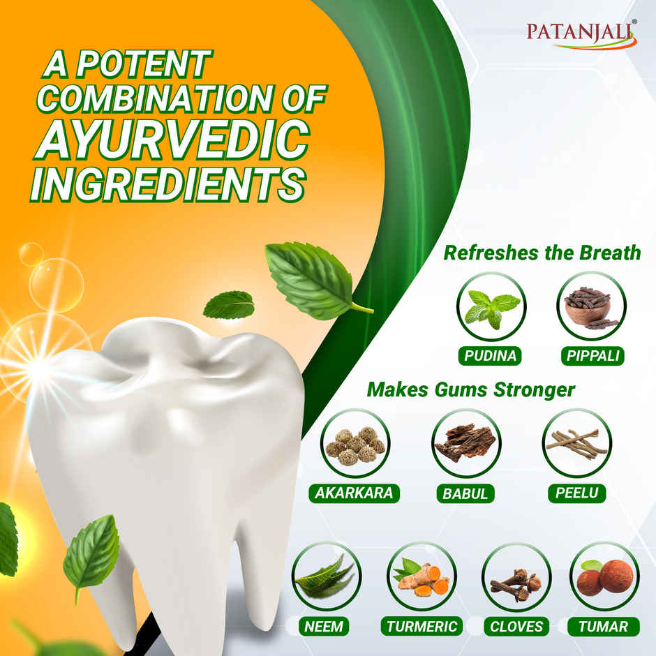 Patanjali Dant Kanti Natural Toothpaste - Herbal Oral Care, Fights Cavities and Germs