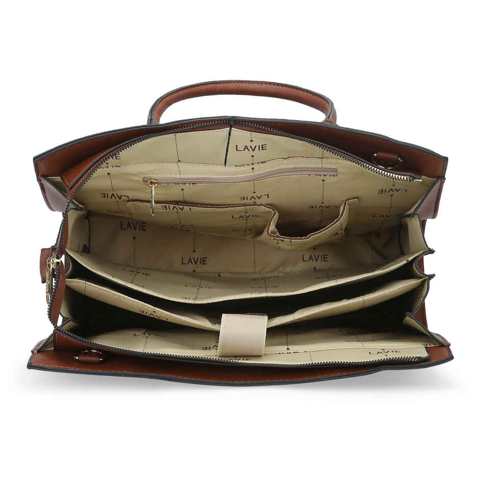 Lavie Women's Ellon Laptop Handbag for | Ladies purse | Shoulder Bag | Brown