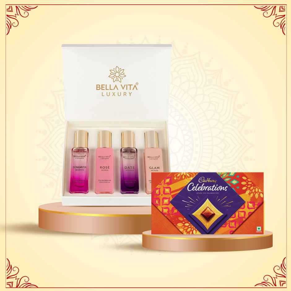 Bella Vita Organic Luxury Perfumes Gift Set For Women (80ml) & Cadbury Celebrations Assorted Chocolate Gift Pack (120200mg) Combo