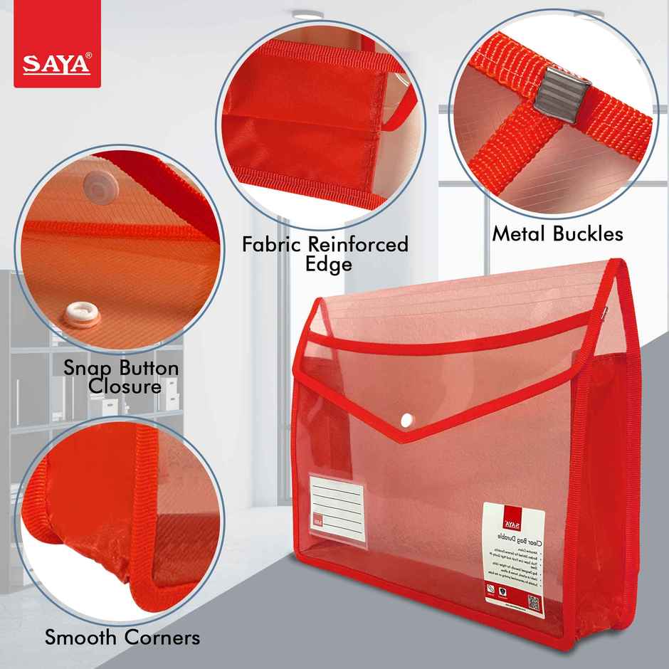 Saya FS Clear Document Bag | Durable File Organizer for Office, School & Home Use