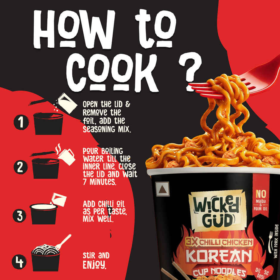 Wickedgud 3X Chilli Chicken Korean Instant Cup Noodles