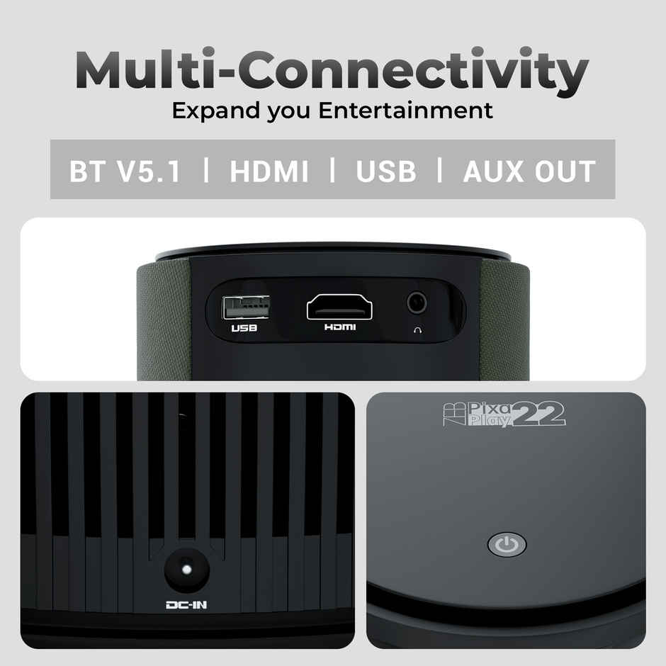 Zebronics Pixaplay 22, Smart Projector, 3400 Lumens, 4K Support,160 Inch Screen Size, Miracast