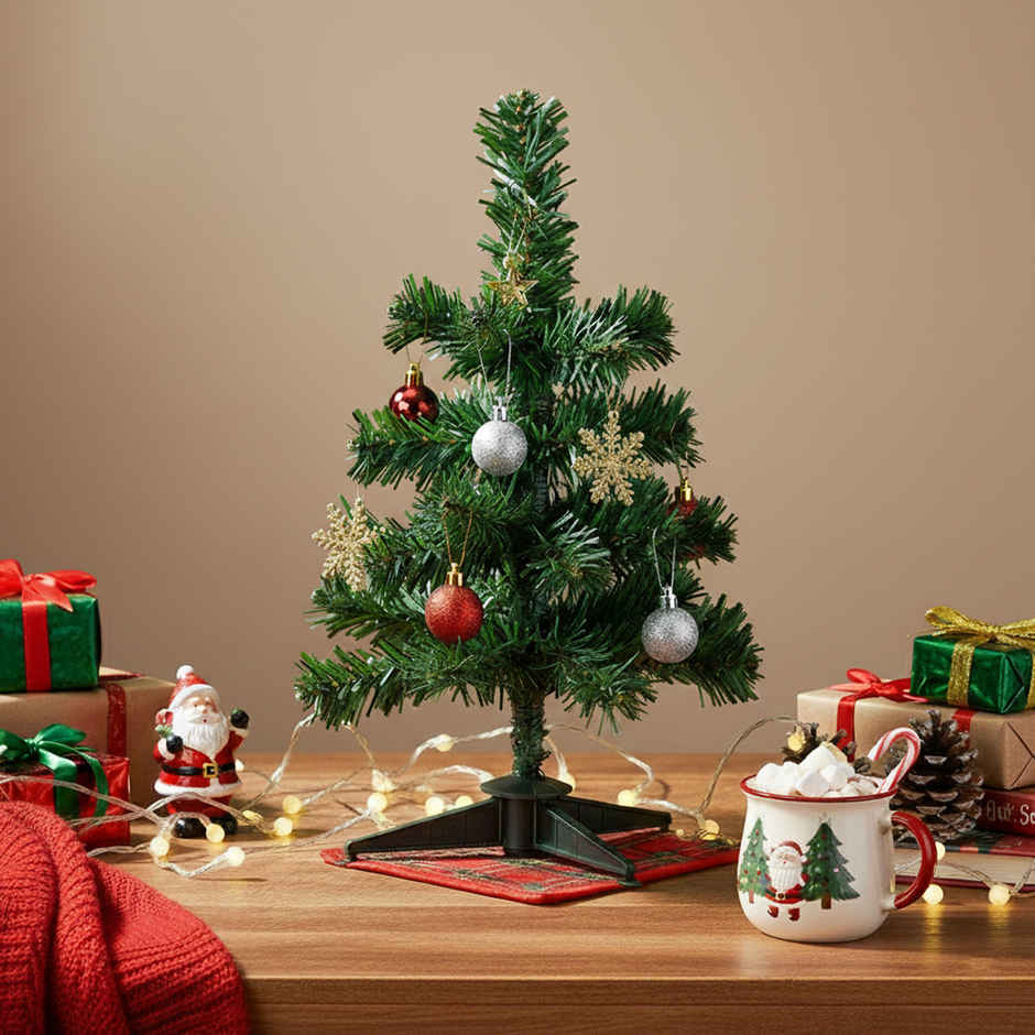 Mini Artificial Christmas Tree | 1 ft | Ideal for Desk, Table Decor | Compact Decor | Picfest
