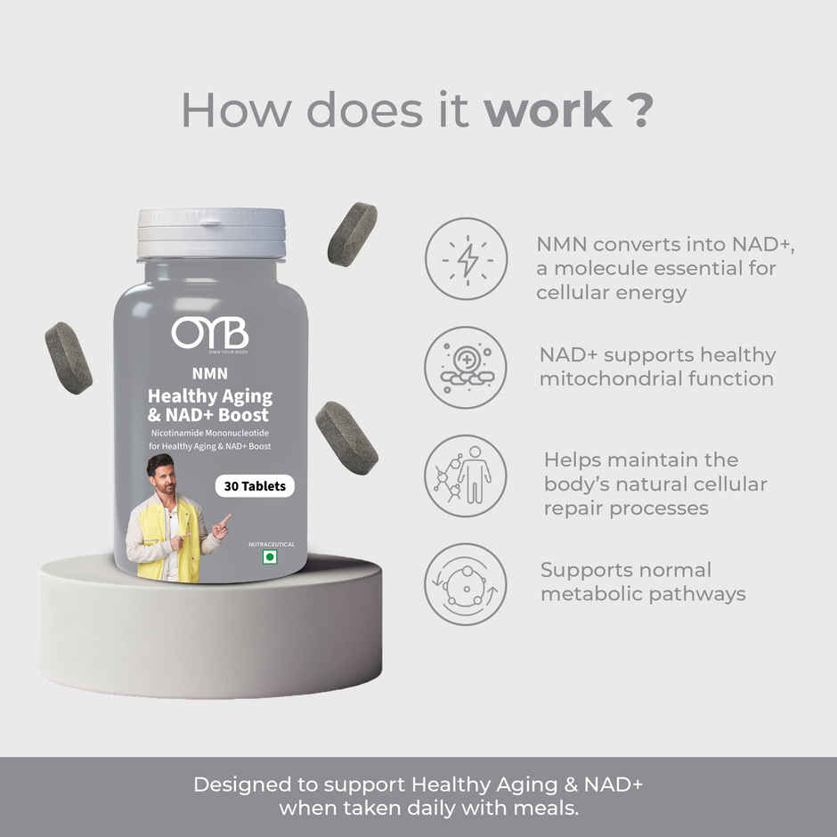 OYB NMN Anti-Aging Tablets with Nicotinamide Mononucleotide for NAD+ Boost | 30 Tablets | OYB NMN