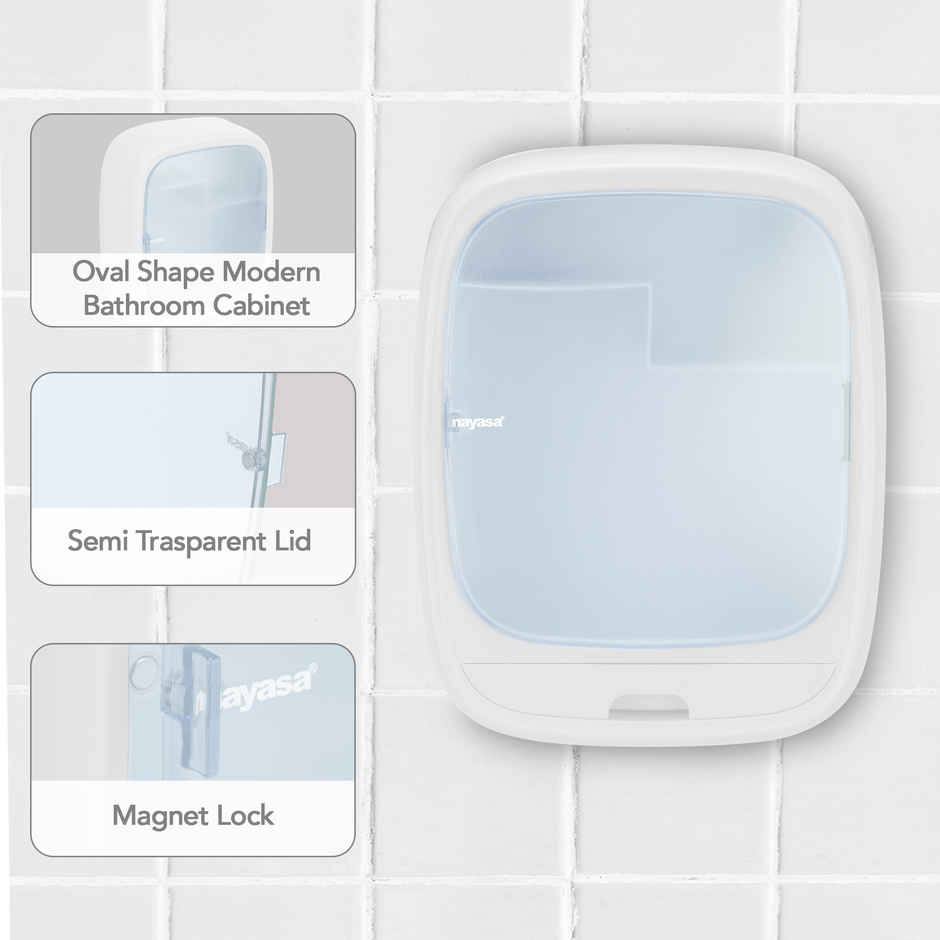 Nayasa Oval Bathroom Cabinet Wall Mounting Storage Utility | White & Blue