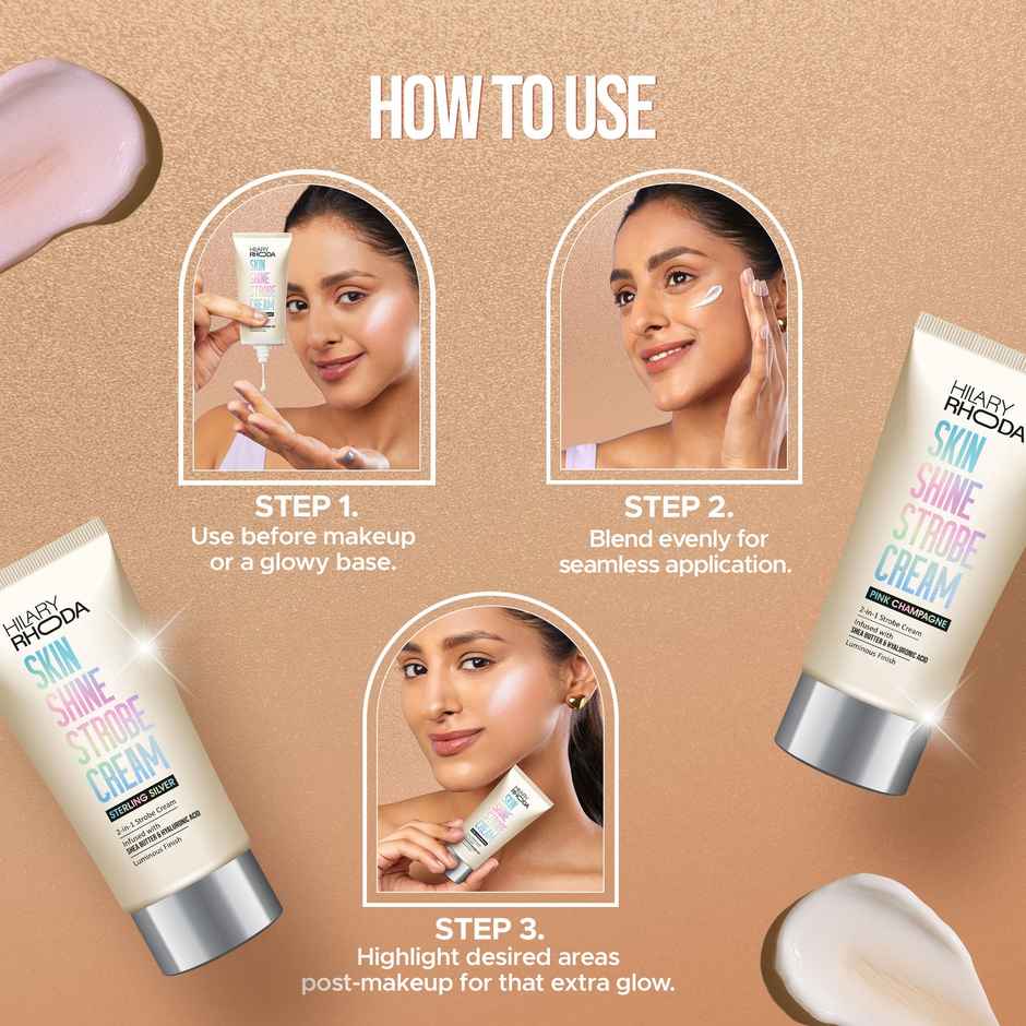 Hilary Rhoda Skin Shine Strobe Cream | Highlighter & Moisturiser | Sterling Silver - Shade 01