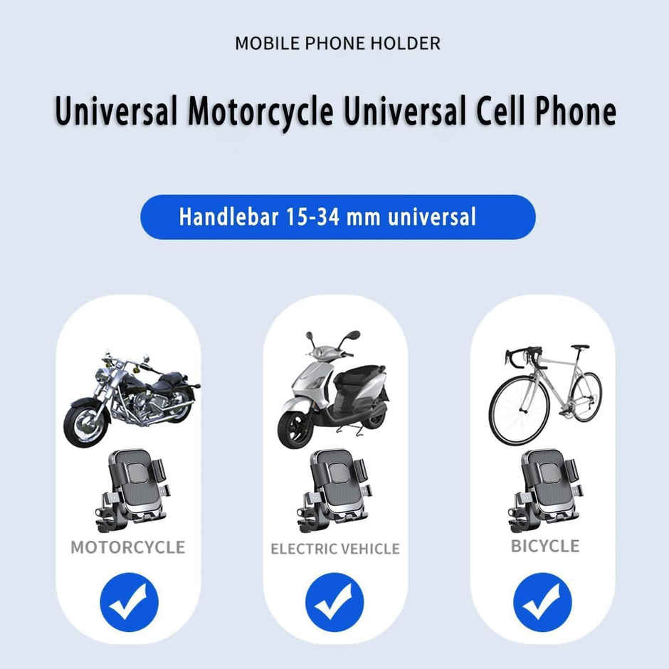 Artistque Mobile Phone Holder Mount for Bike Motorcycle Scooter Bicycle | Black