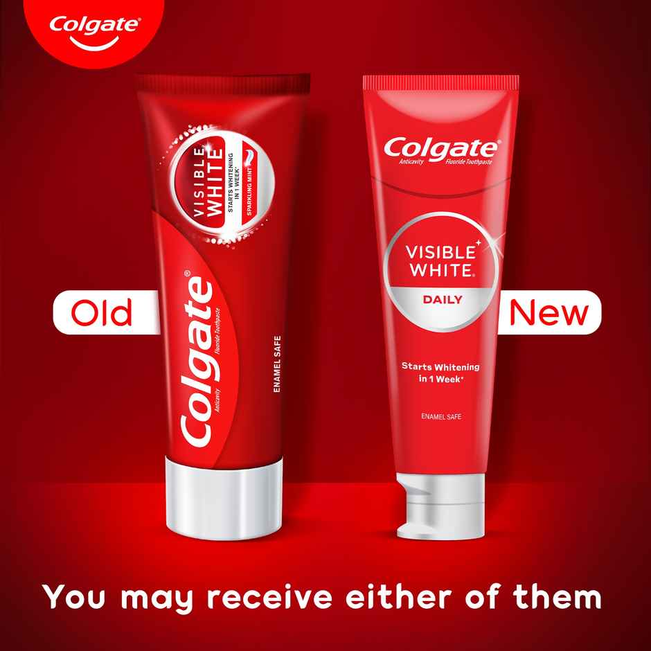 Colgate Visible White Toothpaste Teeth Whitening Starts in 1 week, Safe on Enamel, Stain Removal