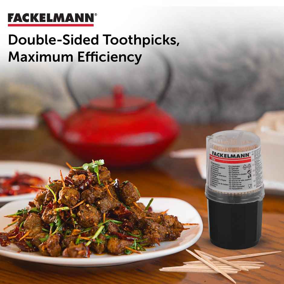 Fackelmann Birch Wooden Toothpicks | 6.5 cm Long | Transparent Cap