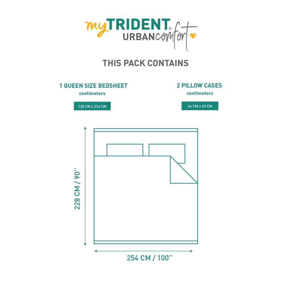 Mytrident Bedsheet Set | Queen Size Double Bed sheet set | 100% Cotton - Modern Brown