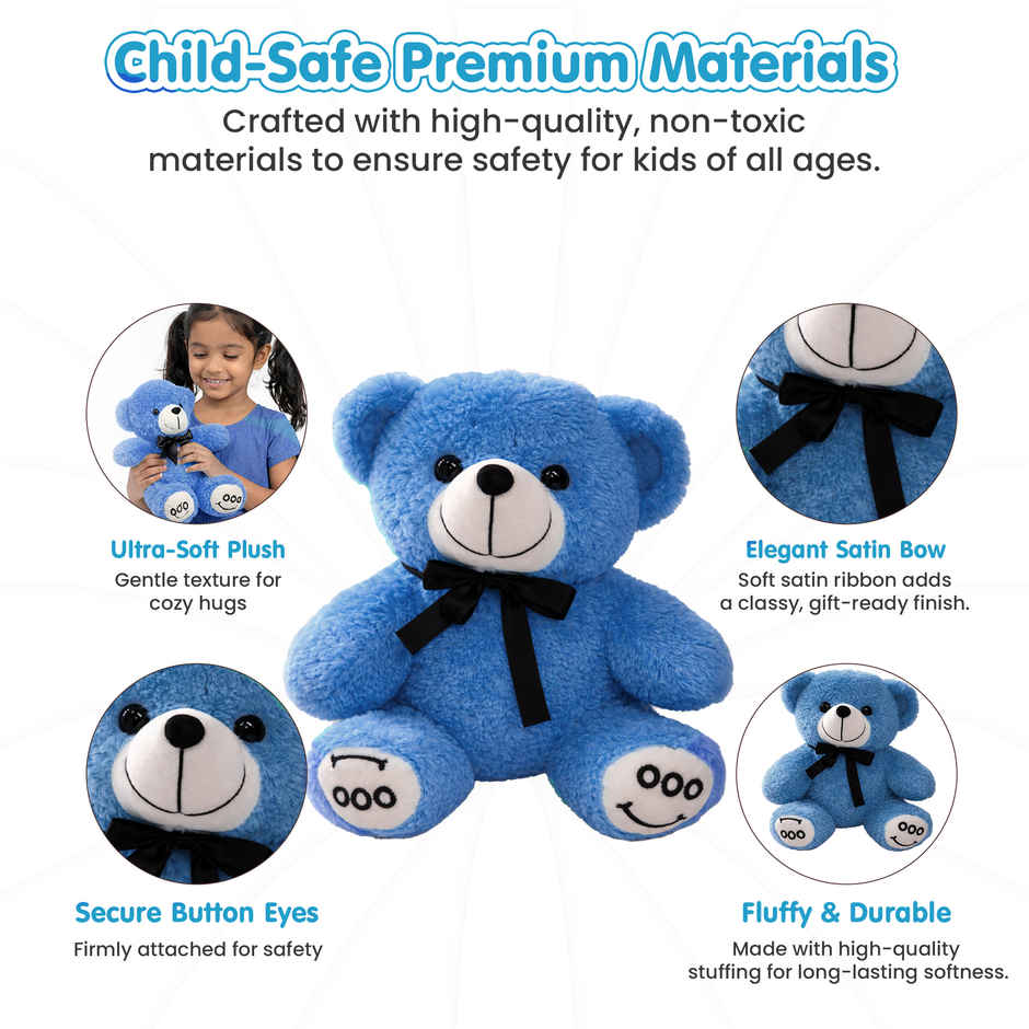 Kidology Cute Teddy Plush Stuffed Toy | Blue - 20 cm