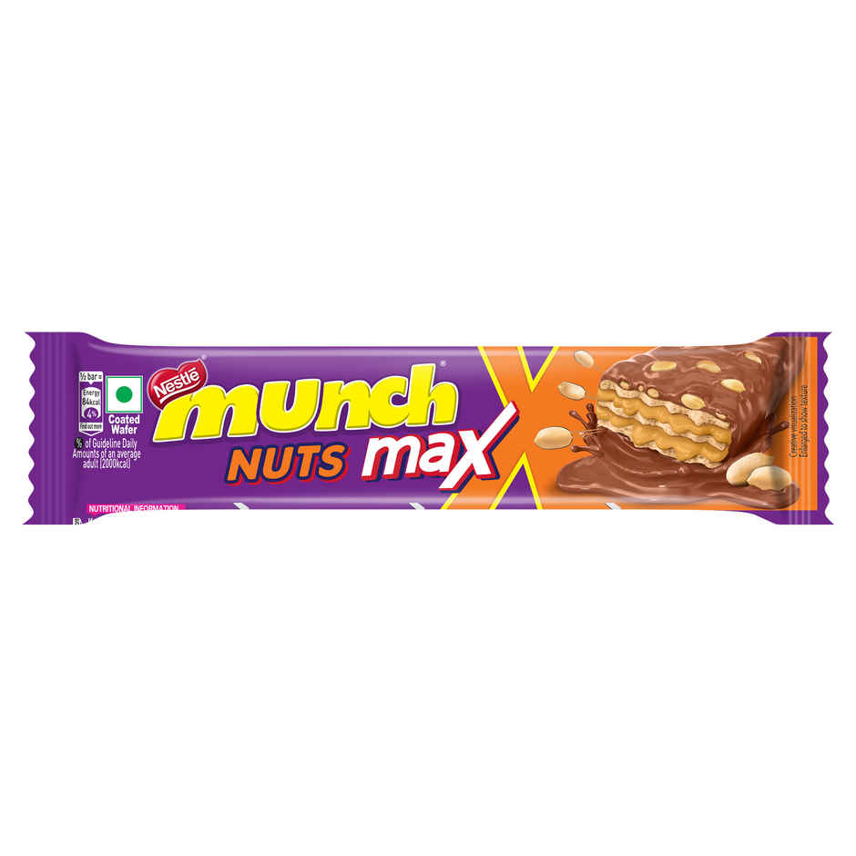 Munch Max Nuts | Double Choco Coated Wafer Bar With Crunchy Nuts