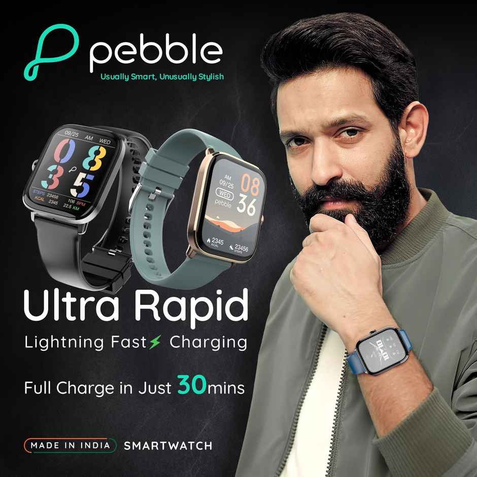 Pebble Ultra Rapid Smartwatch | 1.83 in HD Display, BT Calling, Fast Charge & Metal Build
