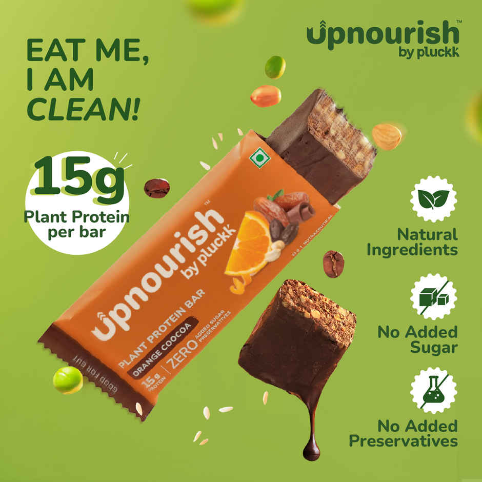 Chocolate Orange Protein Bar - No Refined Sugar (Pack of 6) | 15g Complete Protein | Upnourish