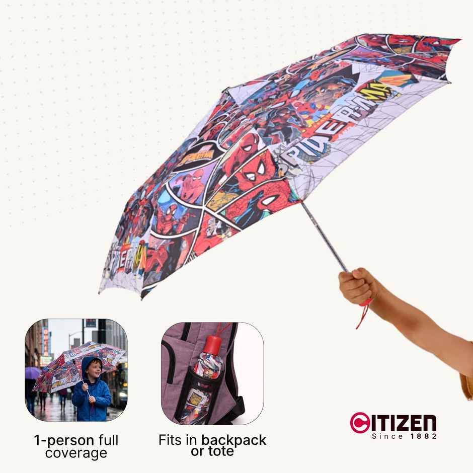 Citizen 3 Fold Manual Kids Umbrella Spiderman Print