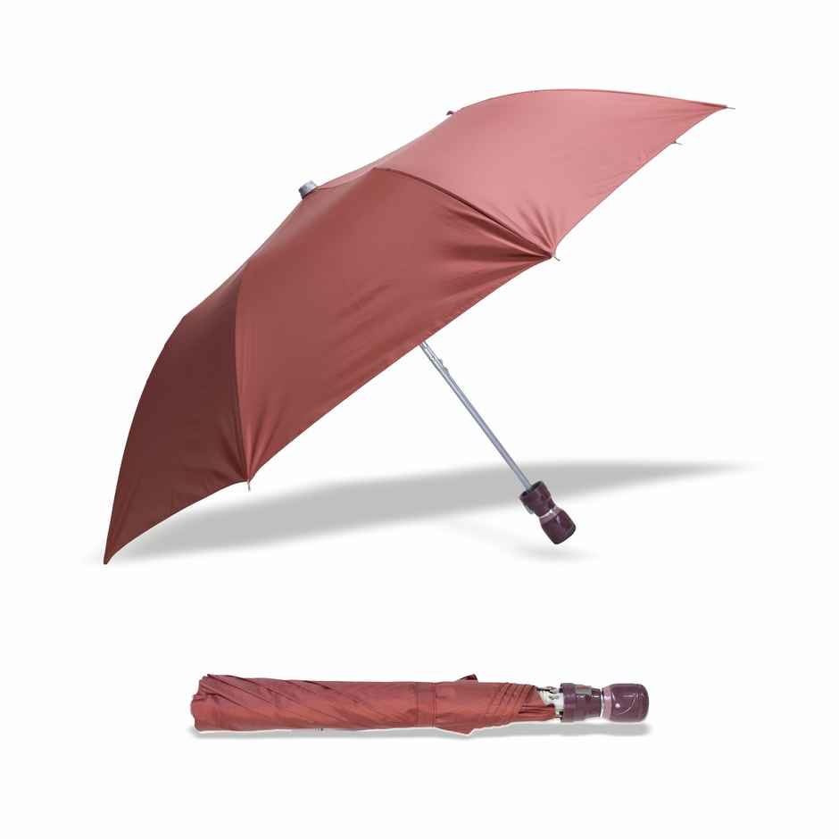 Cello Varsha 21 Inch 2 Fold Mix Mono Silver Umbrella | Brown