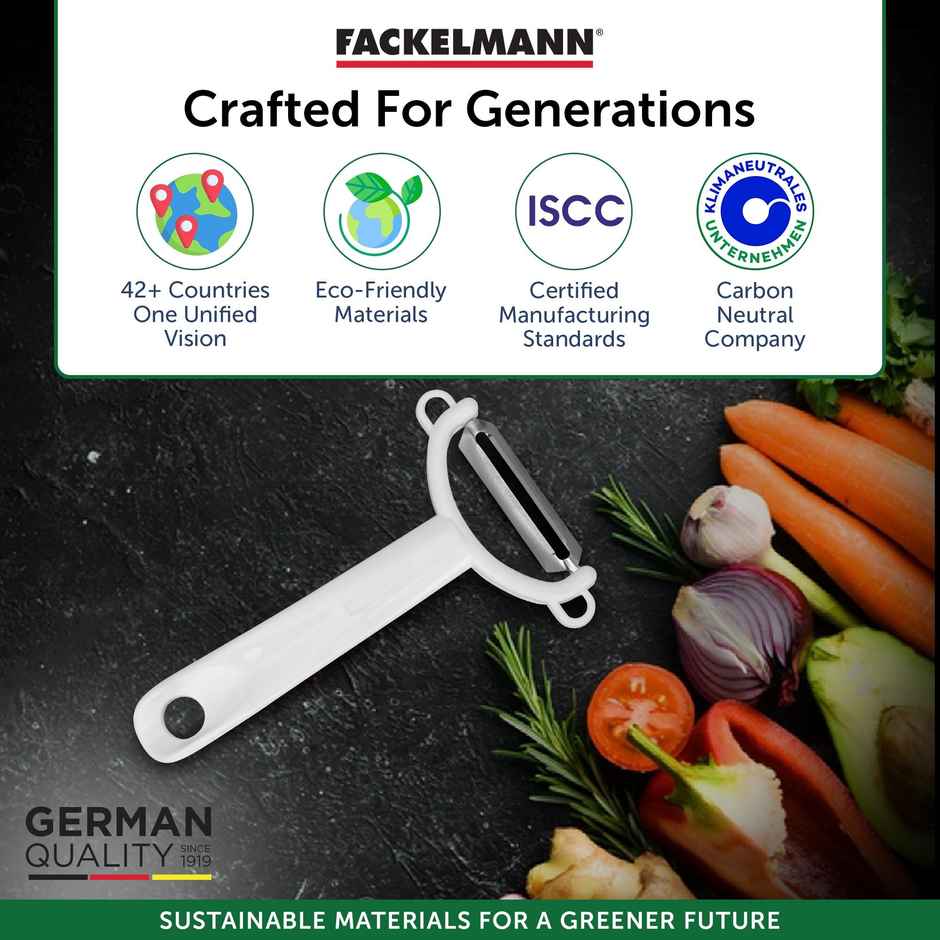 Fackelmann Arcadalina Stainless Steel Vegetable Y-Peeler | White | Ergonomic Plastic Handle