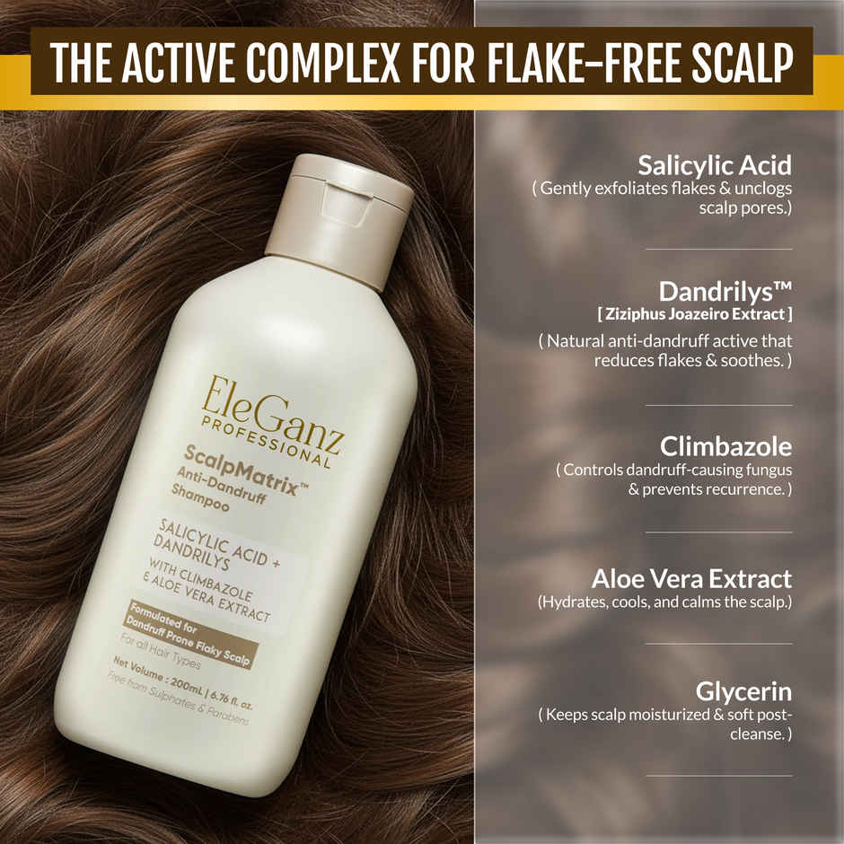 EleGanz Professional ScalpMatrix Anti-Dandruff Shampoo | Salicylic Acid + Dandrilys