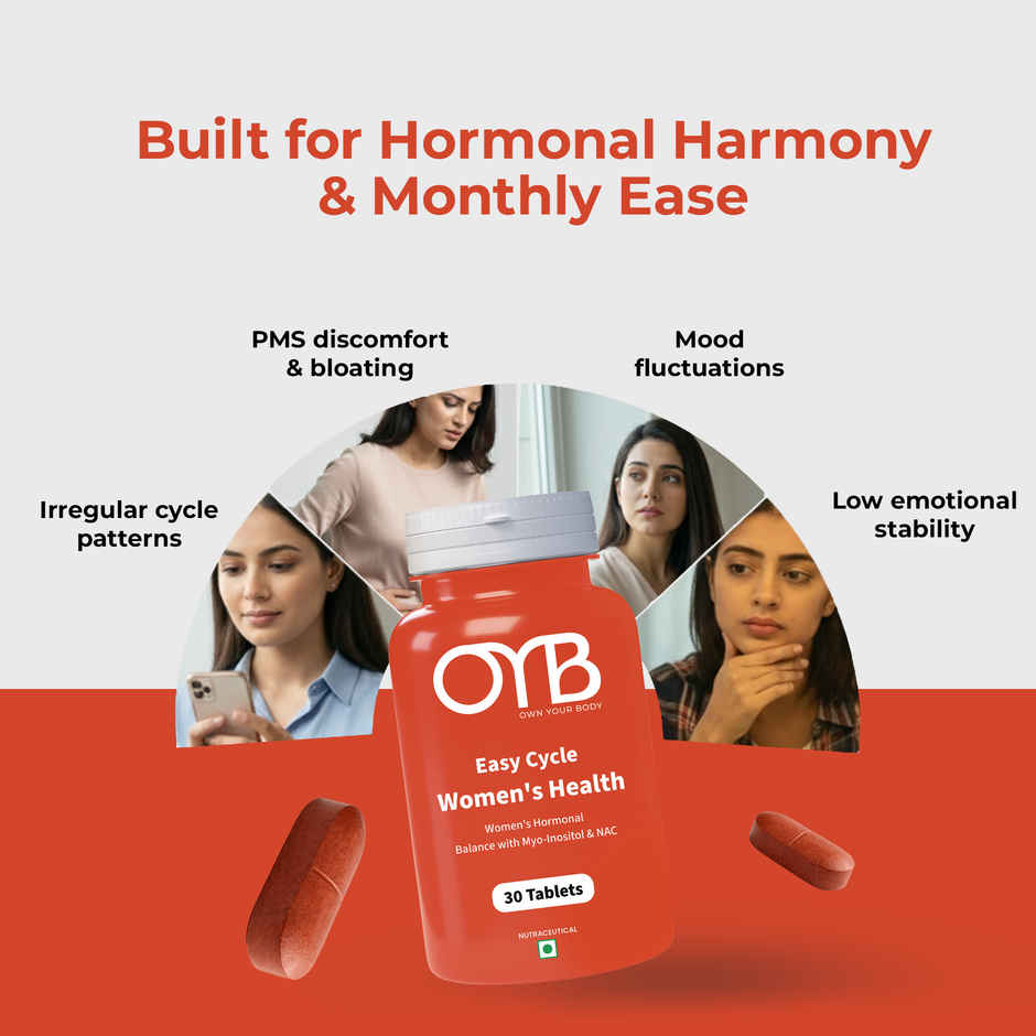 OYB PCOS Support Supplement for Women with Myo-Inositol & NAC for Hormonal Balance | OYB Easy Cycle