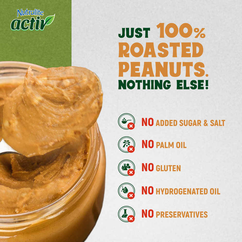 Nutralite Activ Peanut Butter Plant Based Protein Source Natural Crunchy