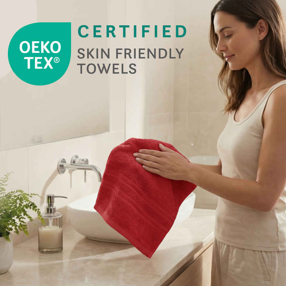 Mytrident Comfort Living Cotton Hand Towel Set | Tangy Tomato