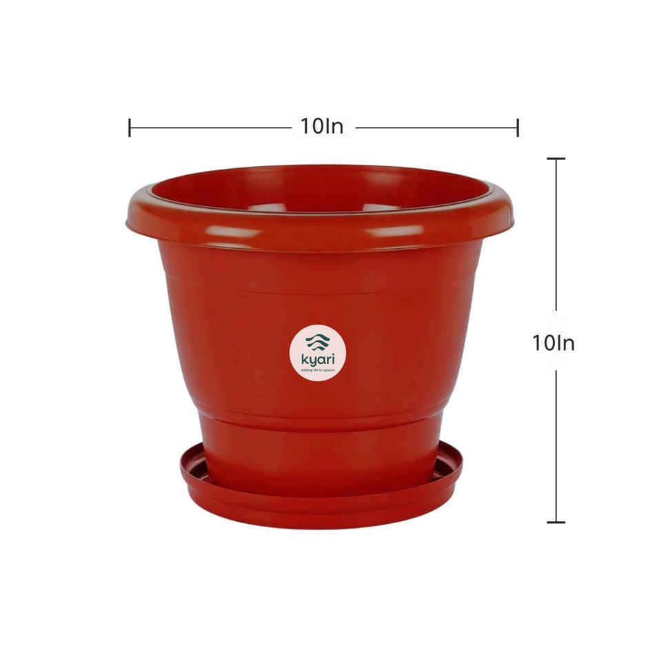 Kyari 10 Inch Terracota Pot with 10 Inch Bottom Plates | Pack of 3 | Garden Accessory