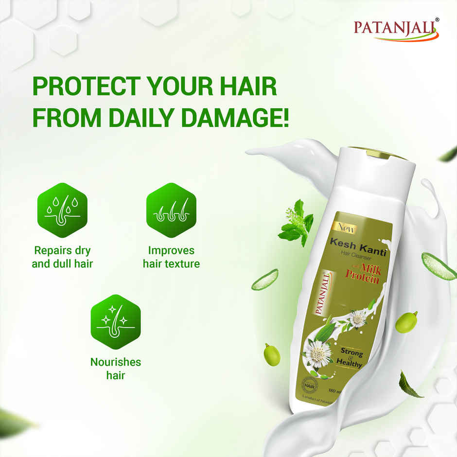Patanjali Kesh Kanti Milk Protein Shampoo (Hair Cleanser) - Hair Breakage Care