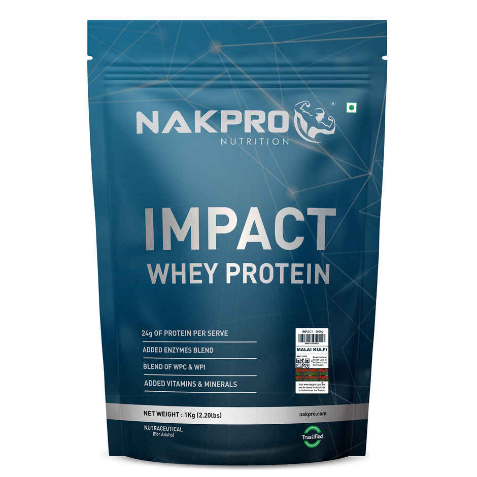 NAKPRO Impact Whey Protein blend |Isolate & Concentrate|Trustified Certified | Malai Kulfi