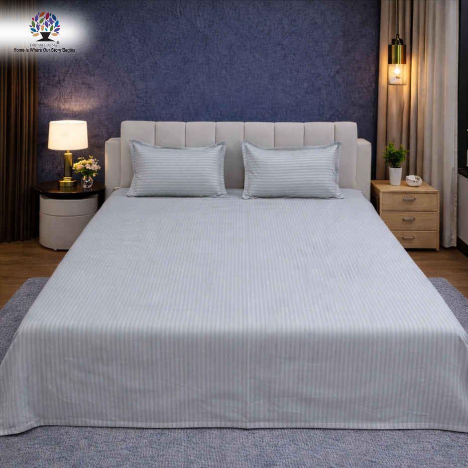 Dream Living Stripe King Bedsheet Set |275 x 275 cm| With 2 Pillow Covers
