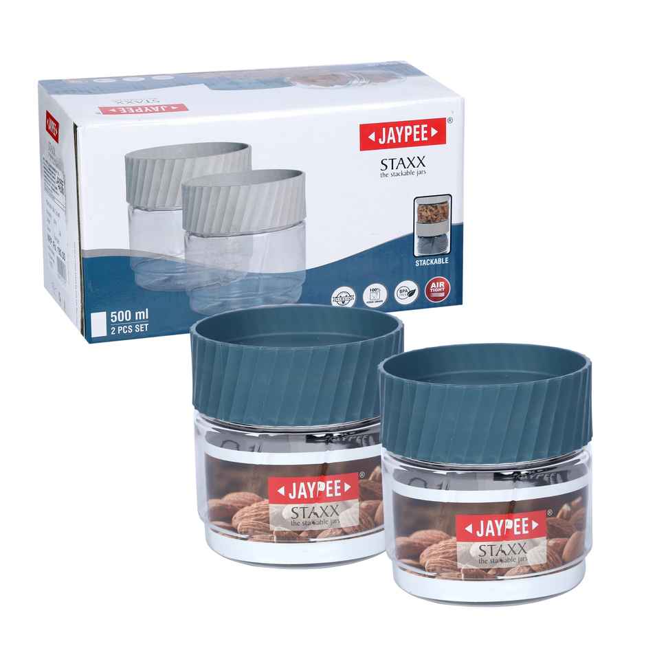 Jaypee Plus Staxx Pet Jar Kitchen Spice Storage Container | Grey - 500 ml