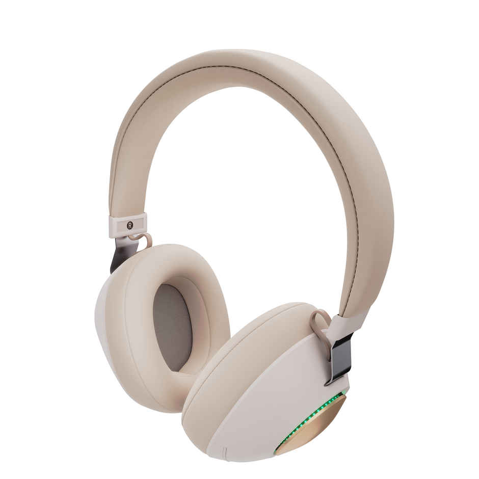 Zebronics Duke BT Headphone, 60h, Dual Pairing, Gaming Mode, ENC, LED, Deep Bass, Voice Asst (Beige)