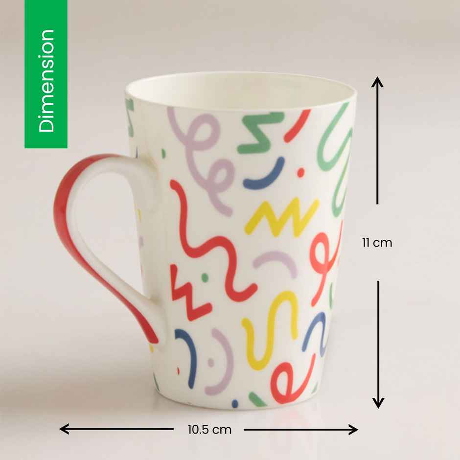 United Colors of Benetton Bone China Printed Mug | Microwave Safe | Gift Set - 320 ml
