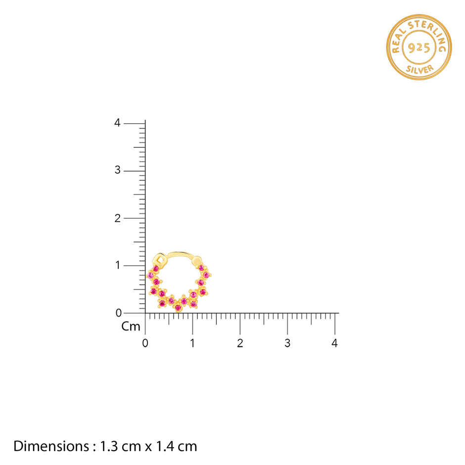 Giva Golden Zig-Zag Red Nose Ring