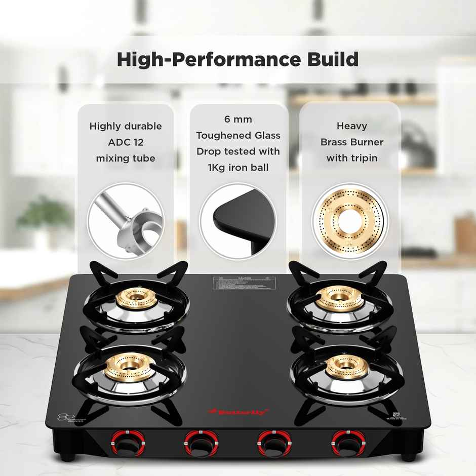 Butterfly Smart 4 Burner Glass Top Stove