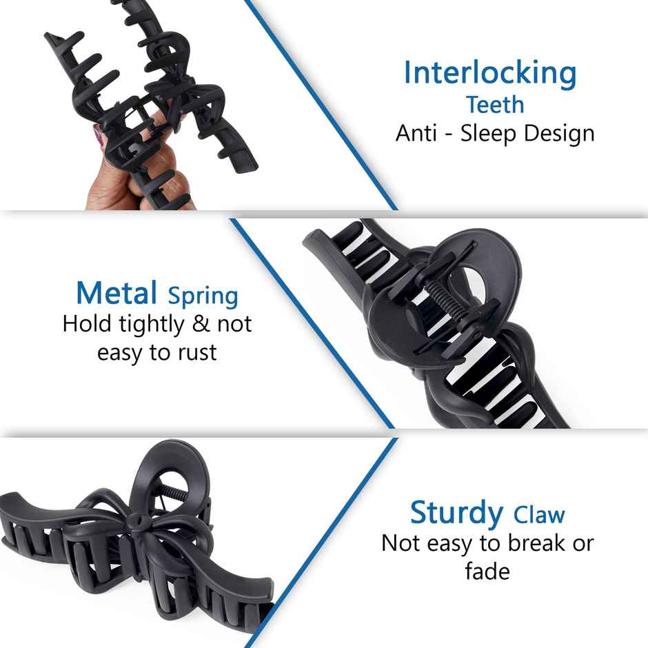 Bronson Professional Hair Claw Clip Hair Clutcher Large for Thick Hair - Matte Black