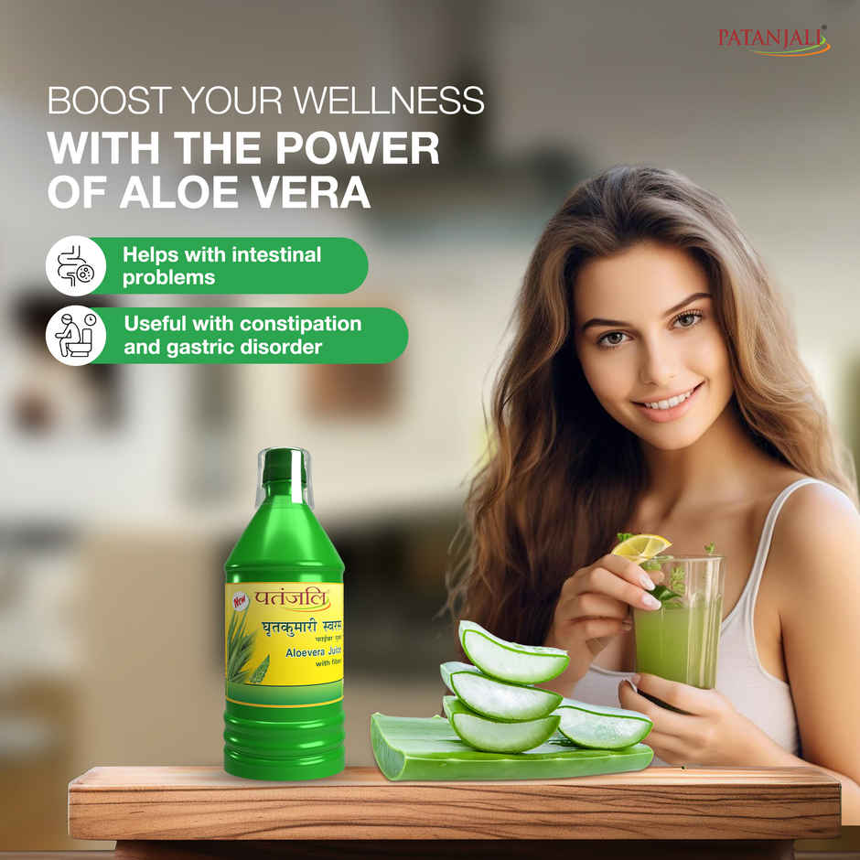 Patanjali Aloe Vera Juice with Fibre - Digestive Care and Immunity Booster