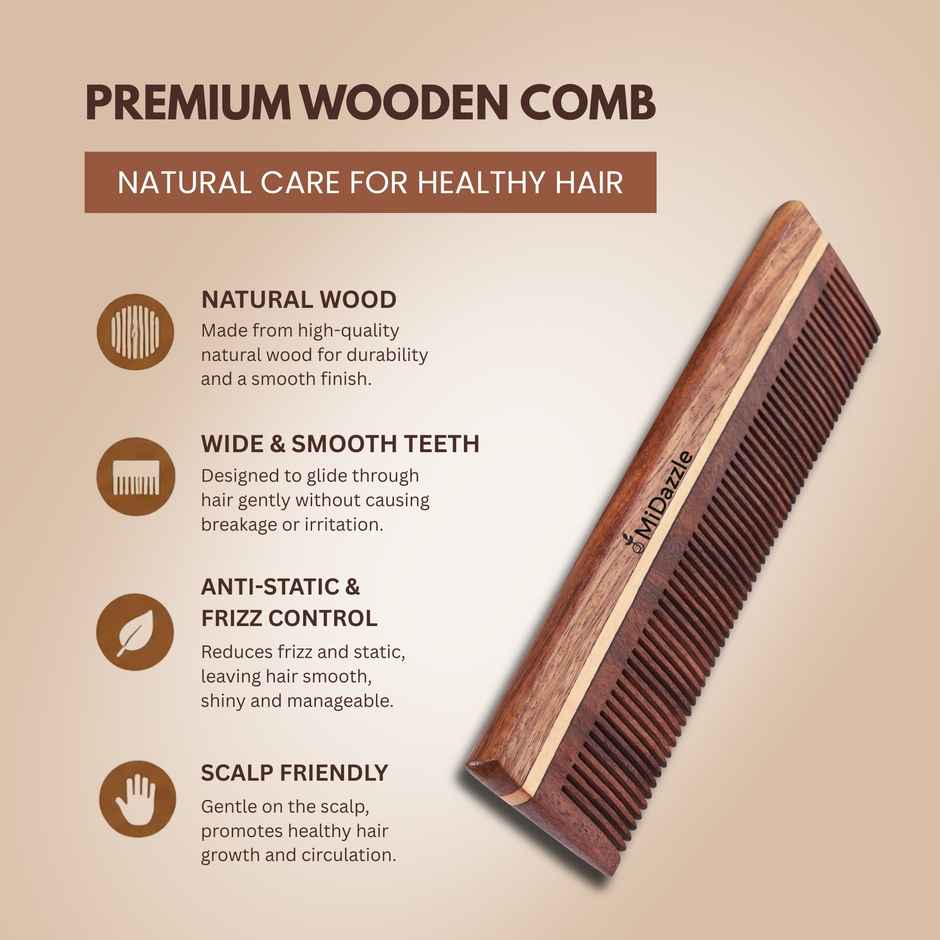 Midazzle Natural Handcrafted Sheesham Rosewood Hair Comb | MIRC2001