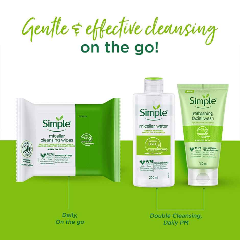 Simple Kind To Skin Micellar Cleansing Wipes 25 Wipes