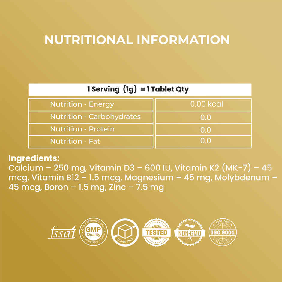 OYB D3 + K2 for Bone & Heart Health with D3, K2 MK-7 & Calcium | 60 Tablets | OYB D3 + K2