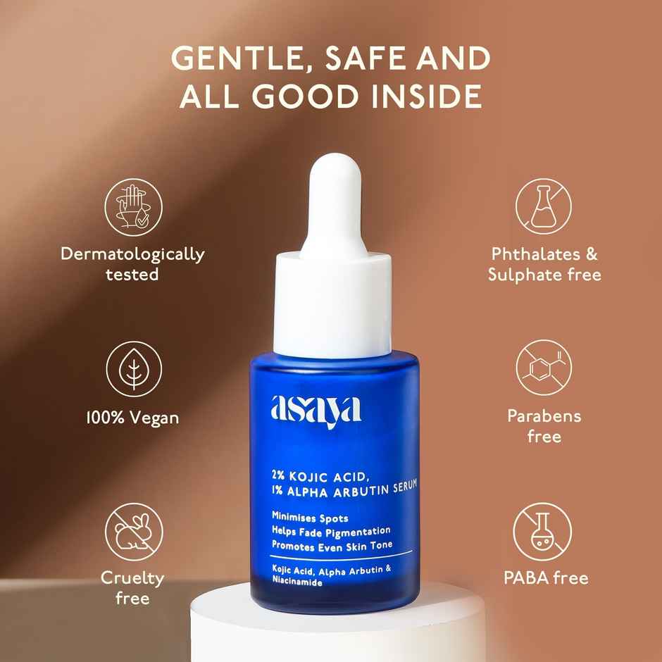 Asaya 2% Kojic Acid Face Serum With 1% Alpha Arbutin Anti Pigmentation Serum for Blemishes and Scar