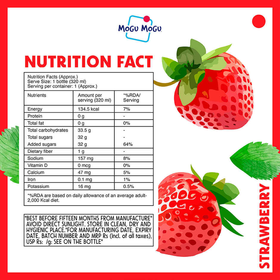 Mogu Mogu Strawberry Fruit Drink with Nata de Coco