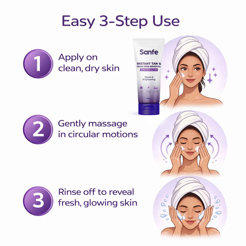 Sanfe Instant Tan & Dead Skin Removal Gel | Gentle De Tan Exfoliating Gel