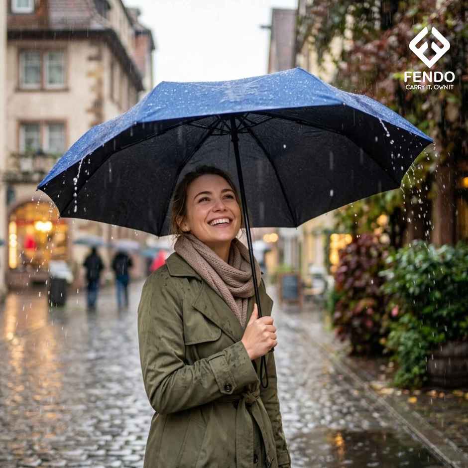 Fendo Capsule Umbrella With Cover | Navy Blue | 19 Inch | 5 Fold