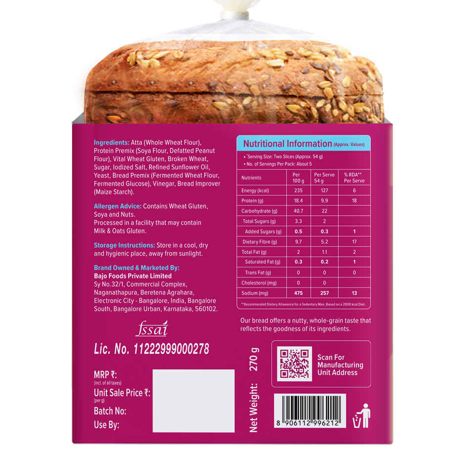 Protein Chef 50g Protein Bread | Multigrain Bread | No Maida