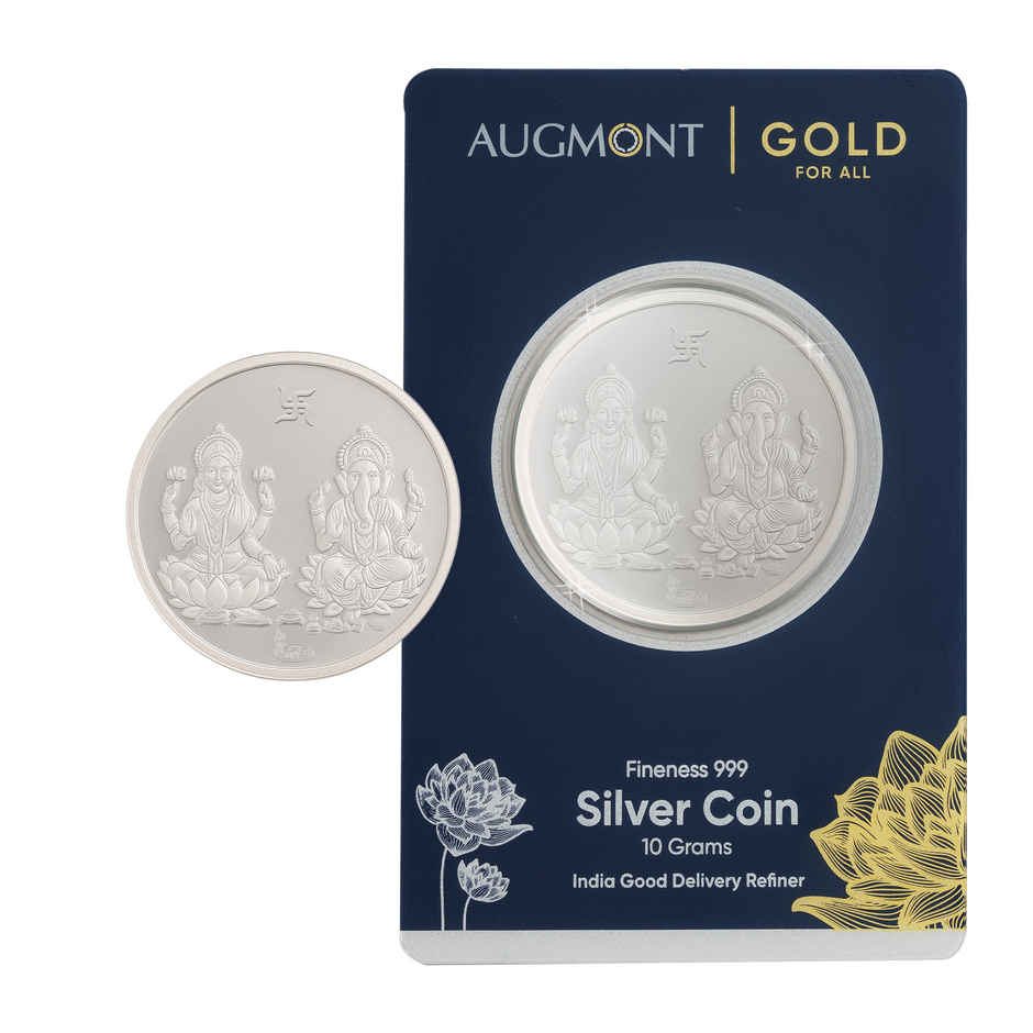 999 Pure Silver Coin | Lakshmi Ganesh Design | 10 g | Augmont