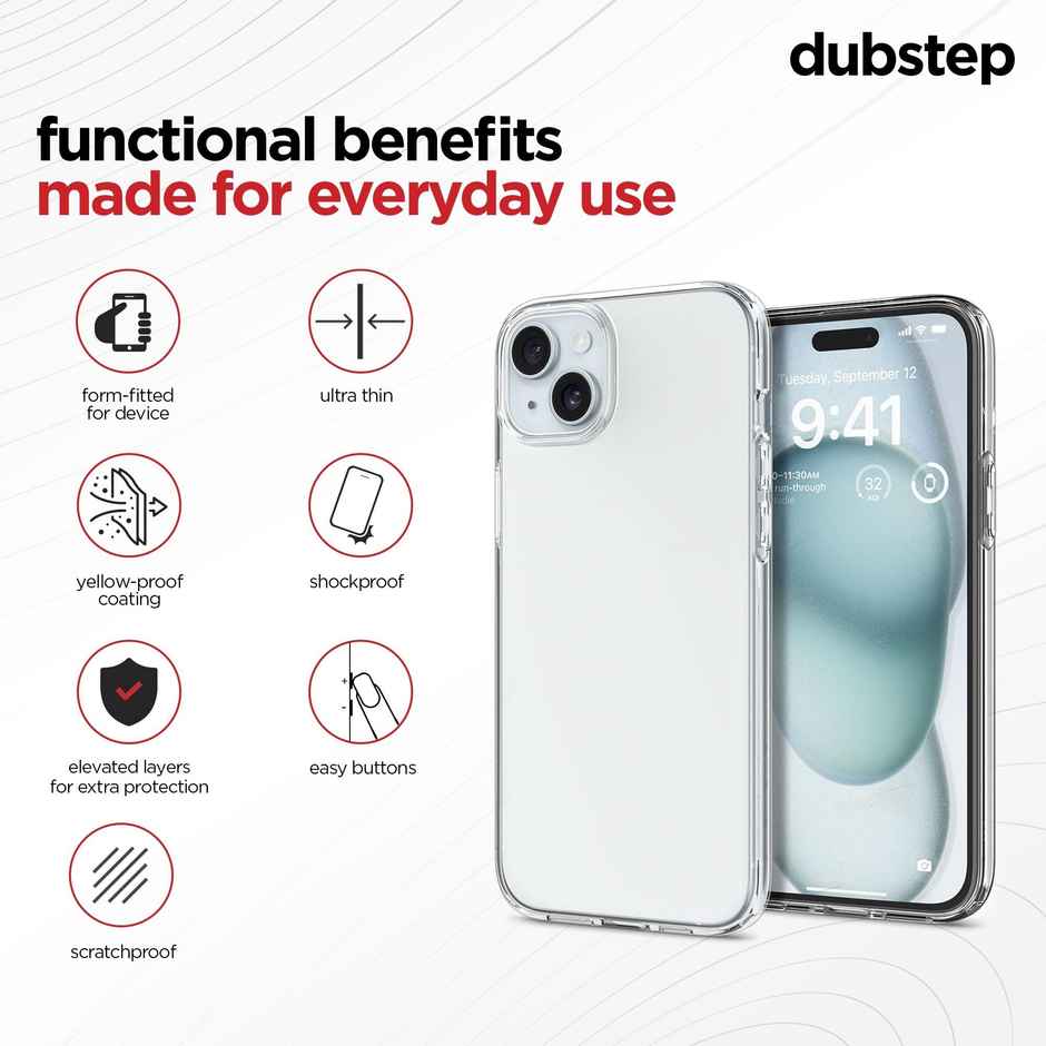 Dubstep Transparent Hybrid Back Cover Case For Iphone 14 (Tpu + Poly Carbonate | Crystal Clear