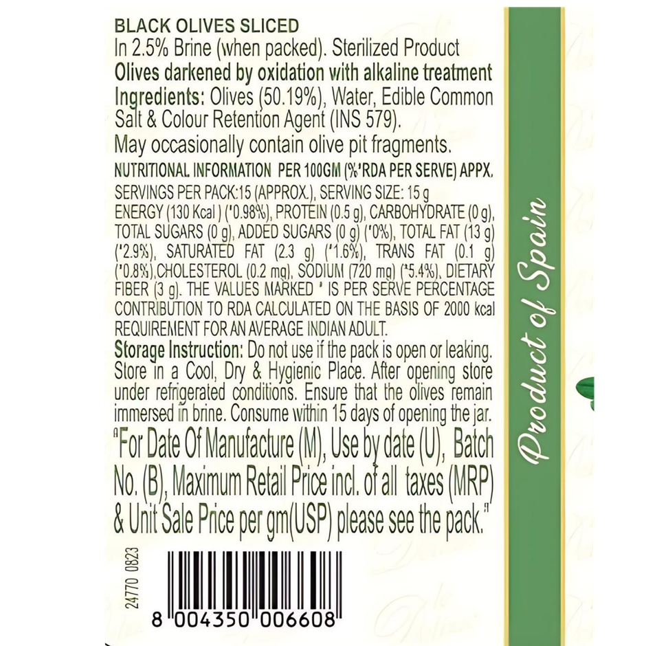 Pasta ZARA Sliced Black Olives